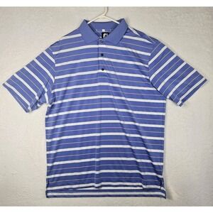 Footjoy Polo Shirt Mens XL Blue White Striped Pullover‎ FJ Golf Performance